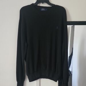 Polo Ralph Lauren Black Crewneck Sweater Purple Pony Logo